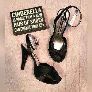 Chinese Laundry - Black Satin High Heel w/Rhinestone Buckle - sz 10 Formal